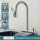 GobekUsa Black Kitchen Faucet 4 Function Brass Single Hole Mixer Deck Mounted