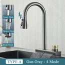 GobekUsa Black Kitchen Faucet 4 Function Brass Single Hole Mixer Deck Mounted