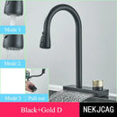 GobekUsa Black Kitchen Faucet: Flexible Pull Out 3 Nozzle Mixer Tap
