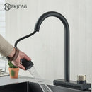 GobekUsa Black Kitchen Faucet: Flexible Pull Out 3 Nozzle Mixer Tap