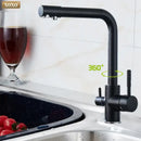 GobekUsa Black Kitchen Faucet Mixer Tap 360° Rotation Water Features