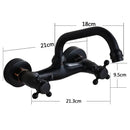 GobekUsa Black Kitchen Faucet Mixer Tap Swivel Spout Wall Mounted Hot Cold Water