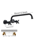 GobekUsa Black Kitchen Faucet Mixer Tap Swivel Spout Wall Mounted Hot Cold Water