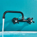 GobekUsa Black Kitchen Faucet Mixer Tap Swivel Spout Wall Mounted Hot Cold Water