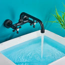 GobekUsa Black Kitchen Faucet Mixer Tap Swivel Spout Wall Mounted Hot Cold Water