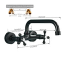 GobekUsa Black Kitchen Faucet Mixer Tap Swivel Spout Wall Mounted Hot Cold Water