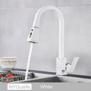 GobekUsa Black Kitchen Faucet Pull Out Mixer Square Single Handle Deck Mounted Tap