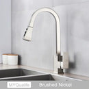 GobekUsa Black Kitchen Faucet Pull Out Mixer Square Single Handle Deck Mounted Tap