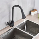 GobekUsa Black Kitchen Faucet Pull Out Mixer Square Single Handle Deck Mounted Tap