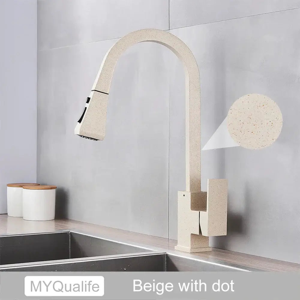 GobekUsa Black Kitchen Faucet Pull Out Mixer Square Single Handle Deck Mounted Tap, photo 7 of 11