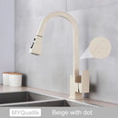 GobekUsa Black Kitchen Faucet Pull Out Mixer Square Single Handle Deck Mounted Tap