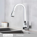 GobekUsa Black Kitchen Faucet Pull Out Mixer Square Single Handle Deck Mounted Tap