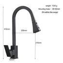GobekUsa Black Kitchen Faucet Pull Out Mixer Square Single Handle Deck Mounted Tap