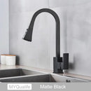 GobekUsa Black Kitchen Faucet Pull Out Mixer Square Single Handle Deck Mounted Tap