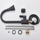 GobekUsa Black Kitchen Faucet Pull Out Mixer Square Single Handle Deck Mounted Tap