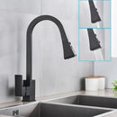 GobekUsa Black Kitchen Faucet Pull Out Mixer Square Single Handle Deck Mounted Tap