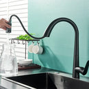 GobekUsa Black Kitchen Faucet Single Handle Pull Out Hot Cold Water Mixer Tap