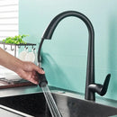 GobekUsa Black Kitchen Faucet Single Handle Pull Out Hot Cold Water Mixer Tap