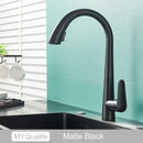 GobekUsa Black Kitchen Faucet Single Handle Pull Out Hot Cold Water Mixer Tap