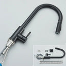 GobekUsa Black Kitchen Faucet: Single Handle Pull Out Mixer, Two Function Hot and Cold Water Taps