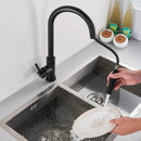 GobekUsa Black Kitchen Faucet: Single Handle Pull Out Mixer, Two Function Hot and Cold Water Taps