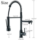GobekUsa Black Kitchen Faucet Spring Pull Down Sprayer Dual Spout Nozzle Mixer Tap