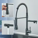 GobekUsa Black Kitchen Faucet Spring Pull Down Sprayer Dual Spout Nozzle Mixer Tap