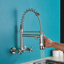 GobekUsa Black Kitchen Faucet Wall Mounted Dual Swivel Spouts Vessel Sink Mixer Tap