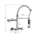 GobekUsa Black Kitchen Faucet Wall Mounted Dual Swivel Spouts Vessel Sink Mixer Tap