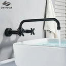 GobekUsa Black Kitchen Faucet: Wall Mounted Swivel Mixer Tap for Bath Sink