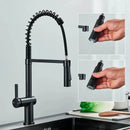 GobekUsa Black Kitchen Faucet with Dual Mode Sprayer, 360 Rotation, Hot & Cold Mixer