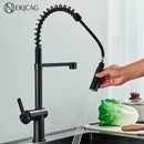 GobekUsa Black Kitchen Faucet with Dual Mode Sprayer, 360 Rotation, Hot & Cold Mixer