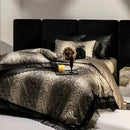 GobekUsa Black Lace Leopard Print 1000TC Egyptian Cotton Bedding Set 4Pcs