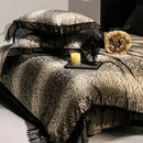 GobekUsa Black Lace Leopard Print 1000TC Egyptian Cotton Bedding Set 4Pcs