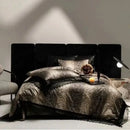 GobekUsa Black Lace Leopard Print 1000TC Egyptian Cotton Bedding Set 4Pcs