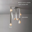 GobekUsa Black Leather Marble Chandeliers | Adjustable Dining Room Lamps | Easy Installation Home Decor