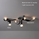 GobekUsa Black Leather Marble Chandeliers | Adjustable Dining Room Lamps | Easy Installation Home Decor