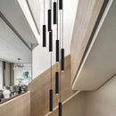 GobekUsa Black LED Crystal Staircase Chandelier: Modern Nordic Design, Creative Island Hanging Lamp