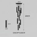 GobekUsa Black LED Crystal Staircase Chandelier: Modern Nordic Design, Creative Island Hanging Lamp