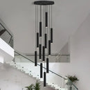 GobekUsa Black LED Crystal Staircase Chandelier: Modern Nordic Design, Creative Island Hanging Lamp