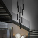 GobekUsa Black LED Crystal Staircase Chandelier: Modern Nordic Design, Creative Island Hanging Lamp