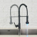 GobekUsa Black LED Kitchen Faucet Pull Down Mixer Tap 360° Rotation Stream Sprayer