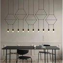 GobekUsa Black LED Linear Chandelier for Dining Room, Lobby, and Home