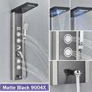 GobekUsa Black LED Shower Column with Massage Jets and Waterfall Mixer Tap
