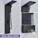 GobekUsa Black LED Shower Column with Massage Jets and Waterfall Mixer Tap