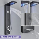 GobekUsa Black LED Shower Column with Massage Jets and Waterfall Mixer Tap