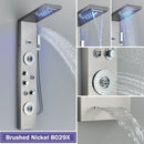 GobekUsa Black LED Shower Column with Massage Jets and Waterfall Mixer Tap