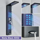 GobekUsa Black LED Shower Column with Massage Jets and Waterfall Mixer Tap