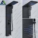 GobekUsa Black LED Shower Column with Massage Jets and Waterfall Mixer Tap