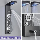 GobekUsa Black LED Shower Column with Massage Jets and Waterfall Mixer Tap